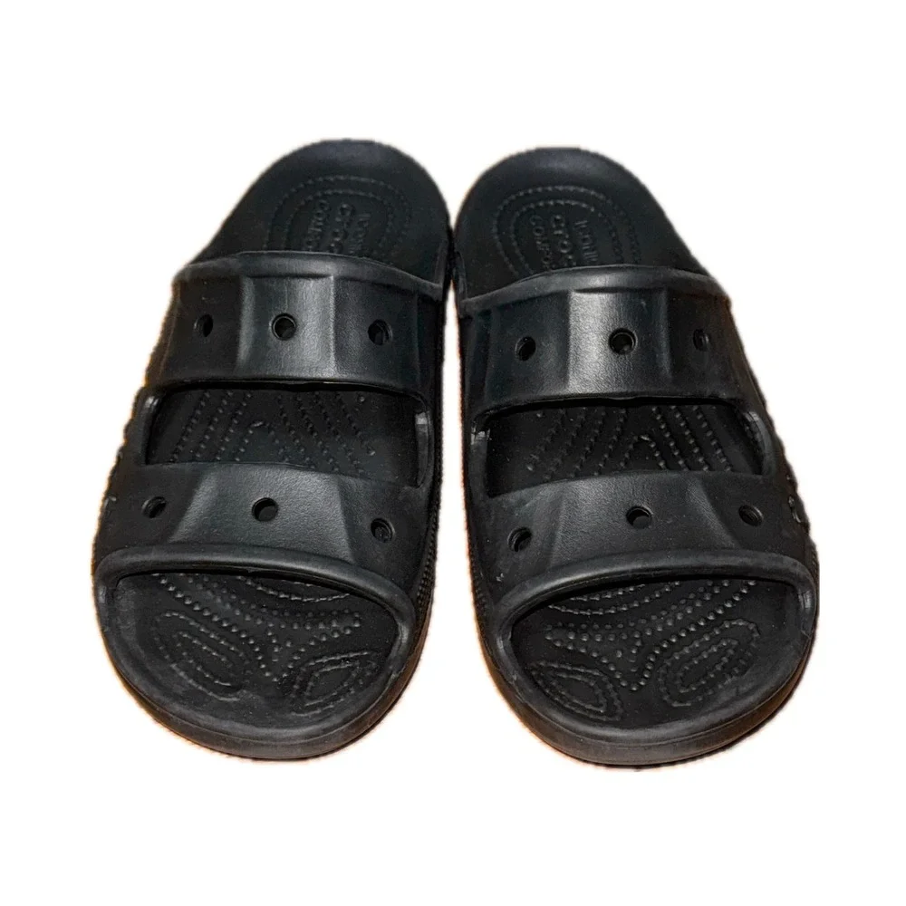 Crocs Classic Sandal Black Two Strap Slide Sandals Mens 7 Womens 9